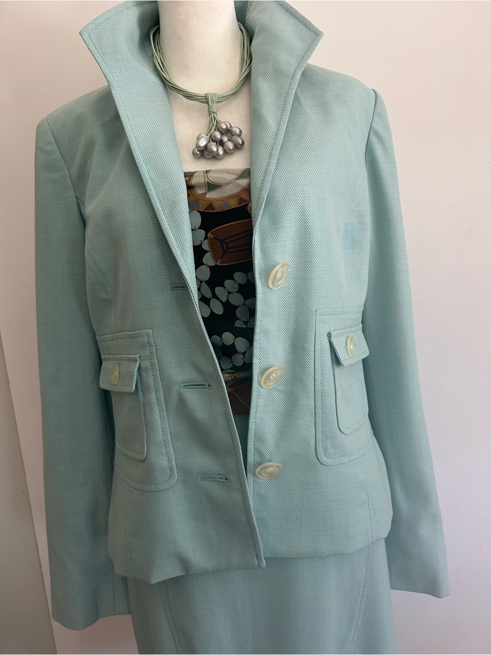 Carlisle Tiffany Aqua Two-Piece Skirt Suit Wedding Executive Sz8 NWT Classic